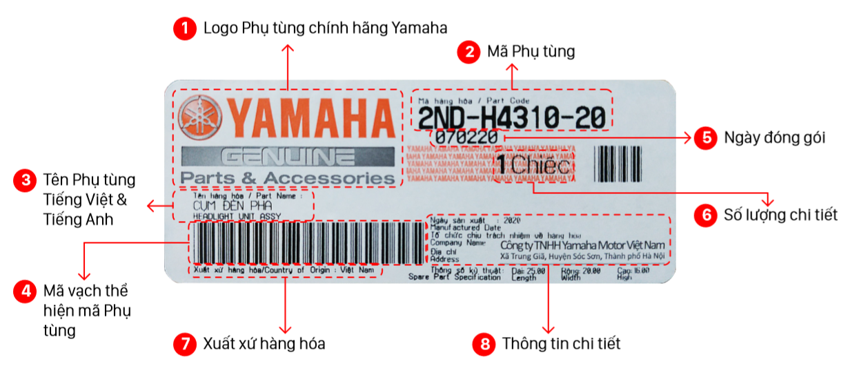 nhận biết phụ tùng Yamaha nhờ tem chính hãng